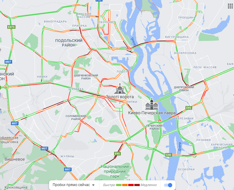 Пробки в столице 19 февраля. Скриншот: Google Maps