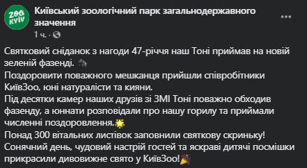 горилле Тони на 47-летие устроили пиршество с цветами